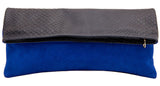Eve Clutch Navy Boa/Electric Blue Suede