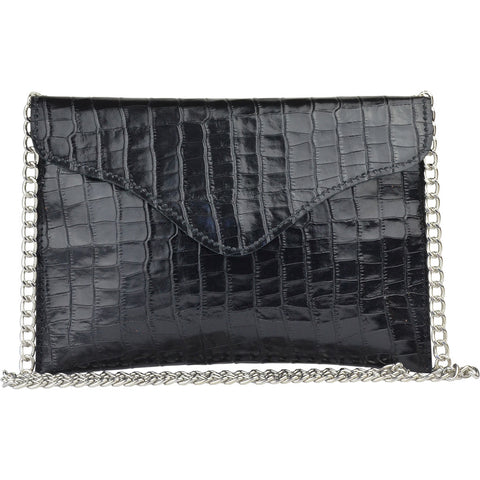 Large Miley Crossbody Black Alligator