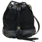 Lisa Bucket Bag Black Suede/Black Lamba