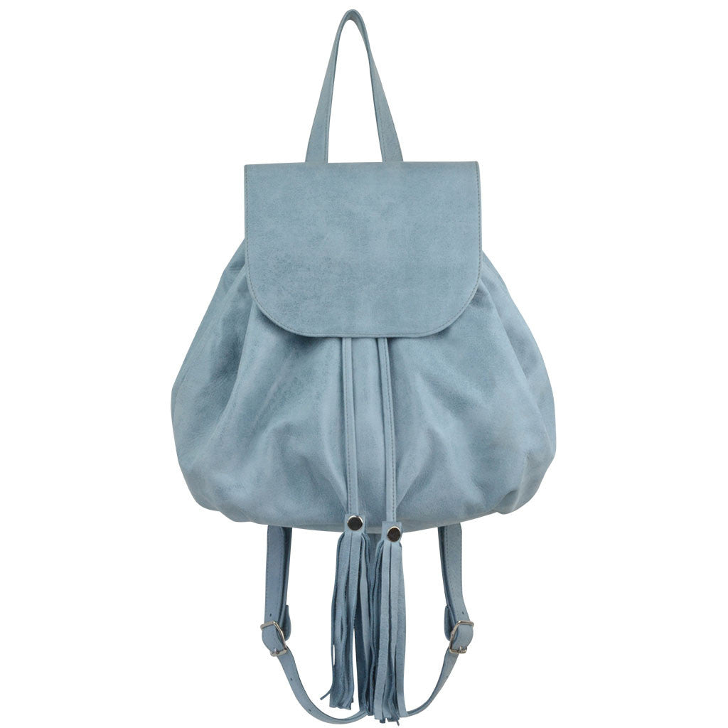 Made In Italy Leather Convertible Backpack With Suede Flap, Handbags